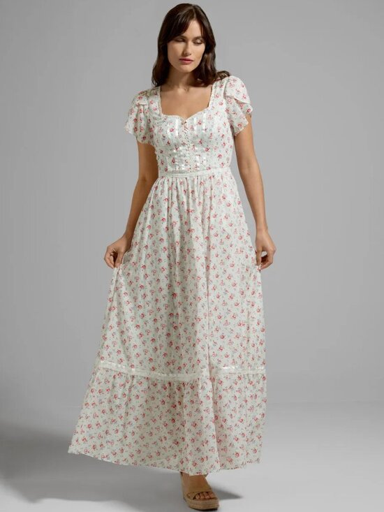 Gunne Sax Dresses & Skirts - Gunne Sax ModCloth Pure Poetry Maxi Dress White Prairie Corset Size 12 Large NWT